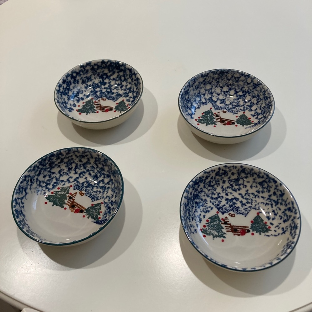 Folk Craft Tienshan Cabin in the Snow Cereal Bowls 7 5/8"price is per bowl